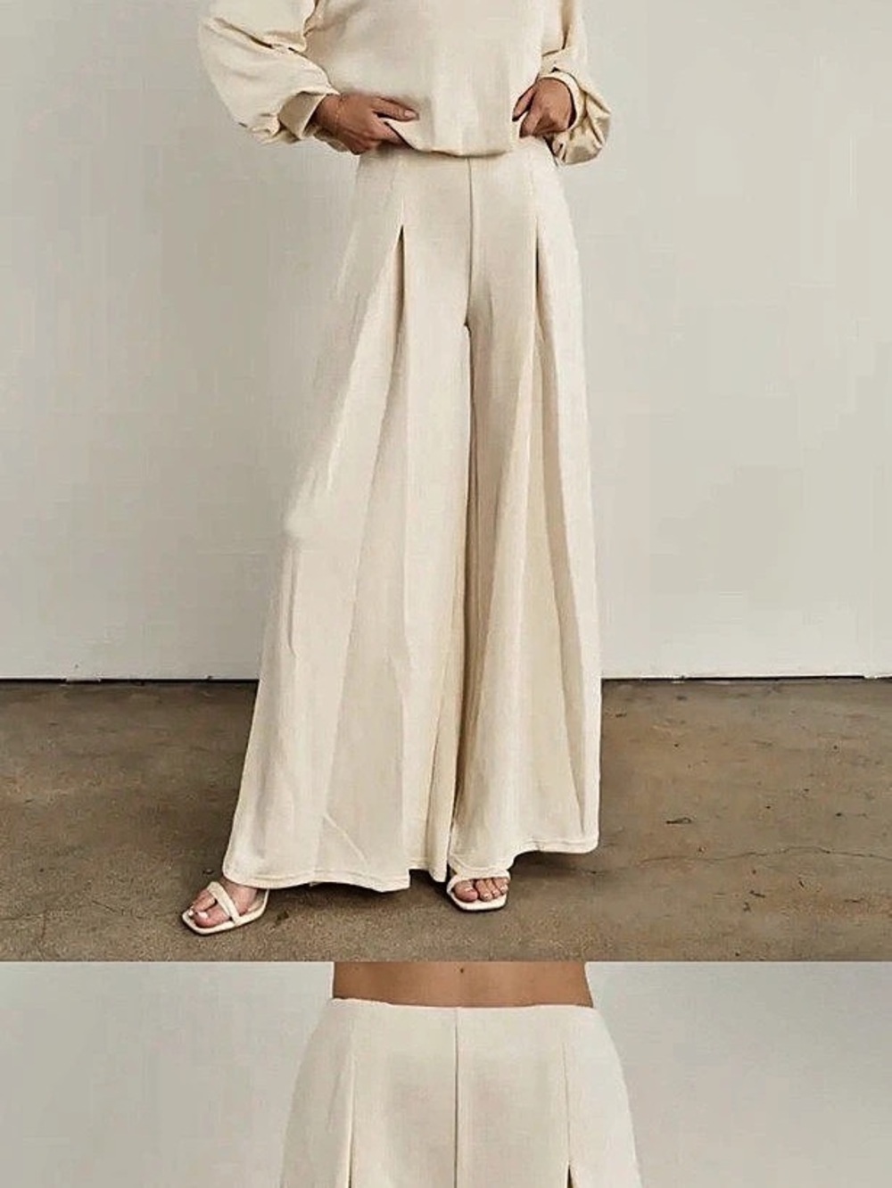 General Mood Wide Leg Set in Cream Size Medium NWT